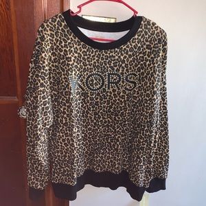 Michael Kors Studded KORS Leopard Print Sweatshirt Size XL NWT